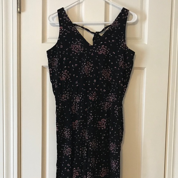Loft PETITE Black Rose Pink Floral Romper Jumpsuit - Picture 4 of 8